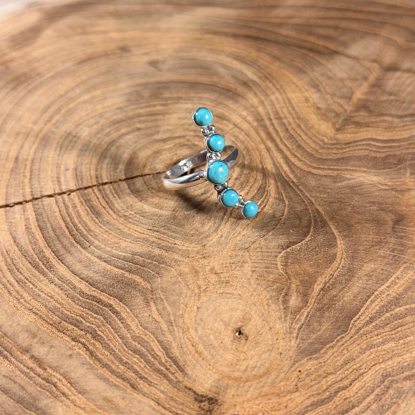 Turquoise 5 Dot Swirl Ring