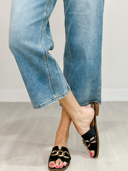 Judy Blue EDEN Hi-Rise Double Waistband Crop Wide Leg Denim Jeans