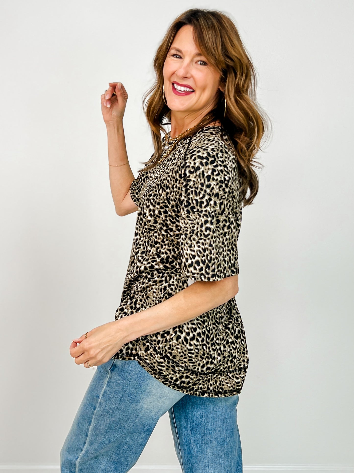 Oversized Leopard Printed Knit Top