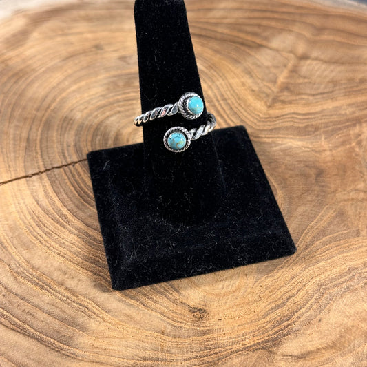 Double Turquoise Adjustable Rope Ring