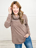 Two Tone Solid Terry Cowl Neck Top