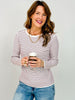Long Sleeve Pinstripe Crewneck Sweater