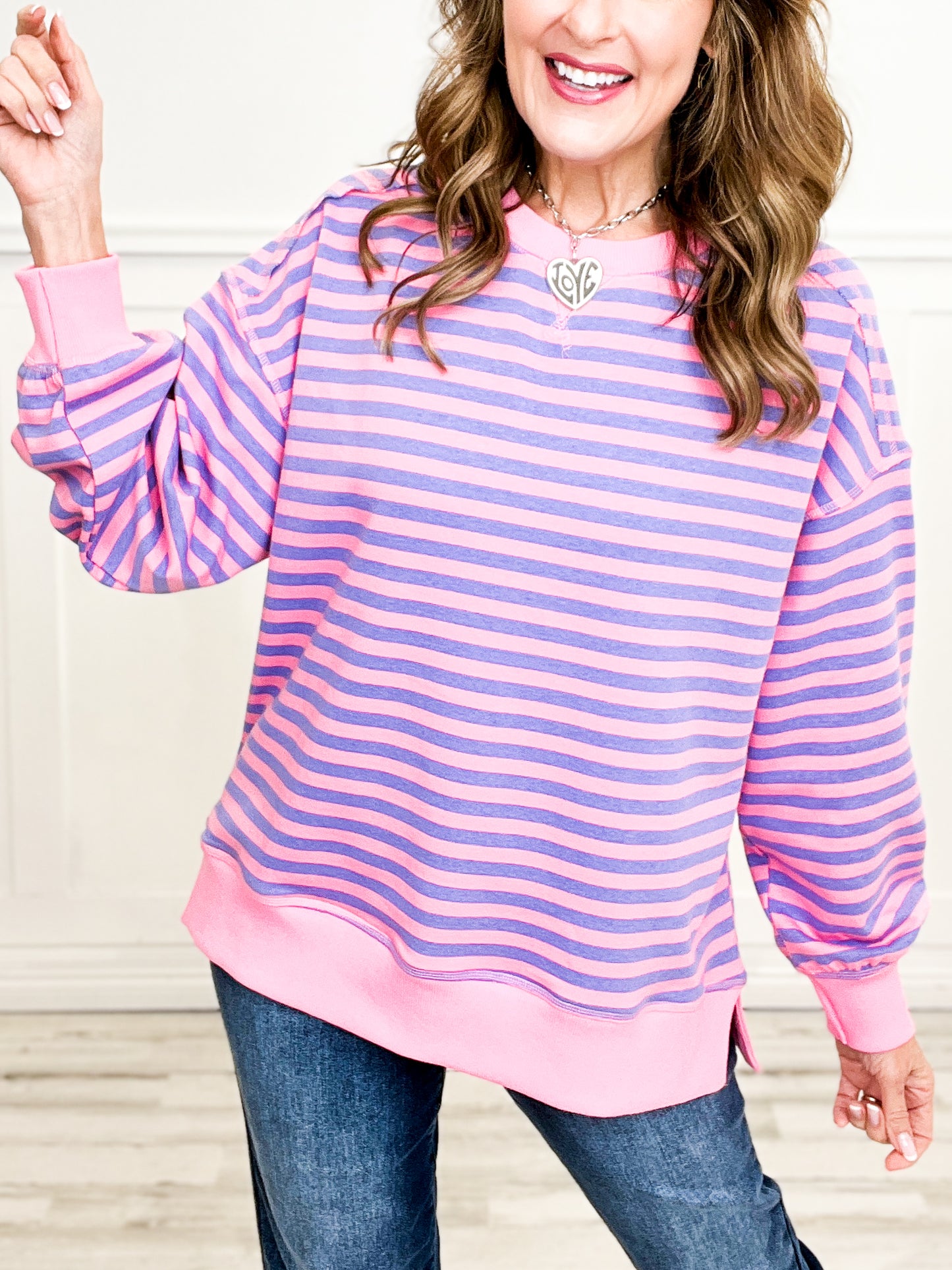 Long Sleeve Striped Comfy Casual Oversized Knit Top