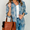 Washed Indigo Plaid Button-Up Top