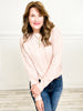 Pointelle Detail Crew Neck Long Sleeve Pullover Sweater