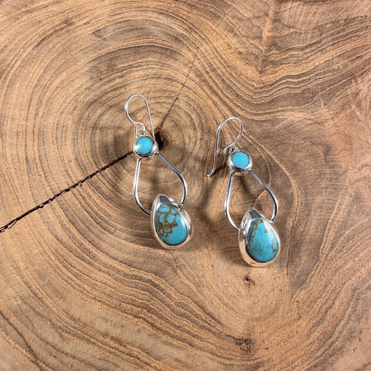 Double Teardrop Turquoise Earring