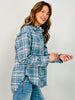 Washed Indigo Plaid Button-Up Top