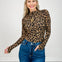 Long Sleeve Leopard Print Knit Bodysuit