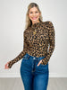 Long Sleeve Leopard Print Knit Bodysuit