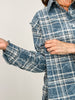 Washed Indigo Plaid Button-Up Top