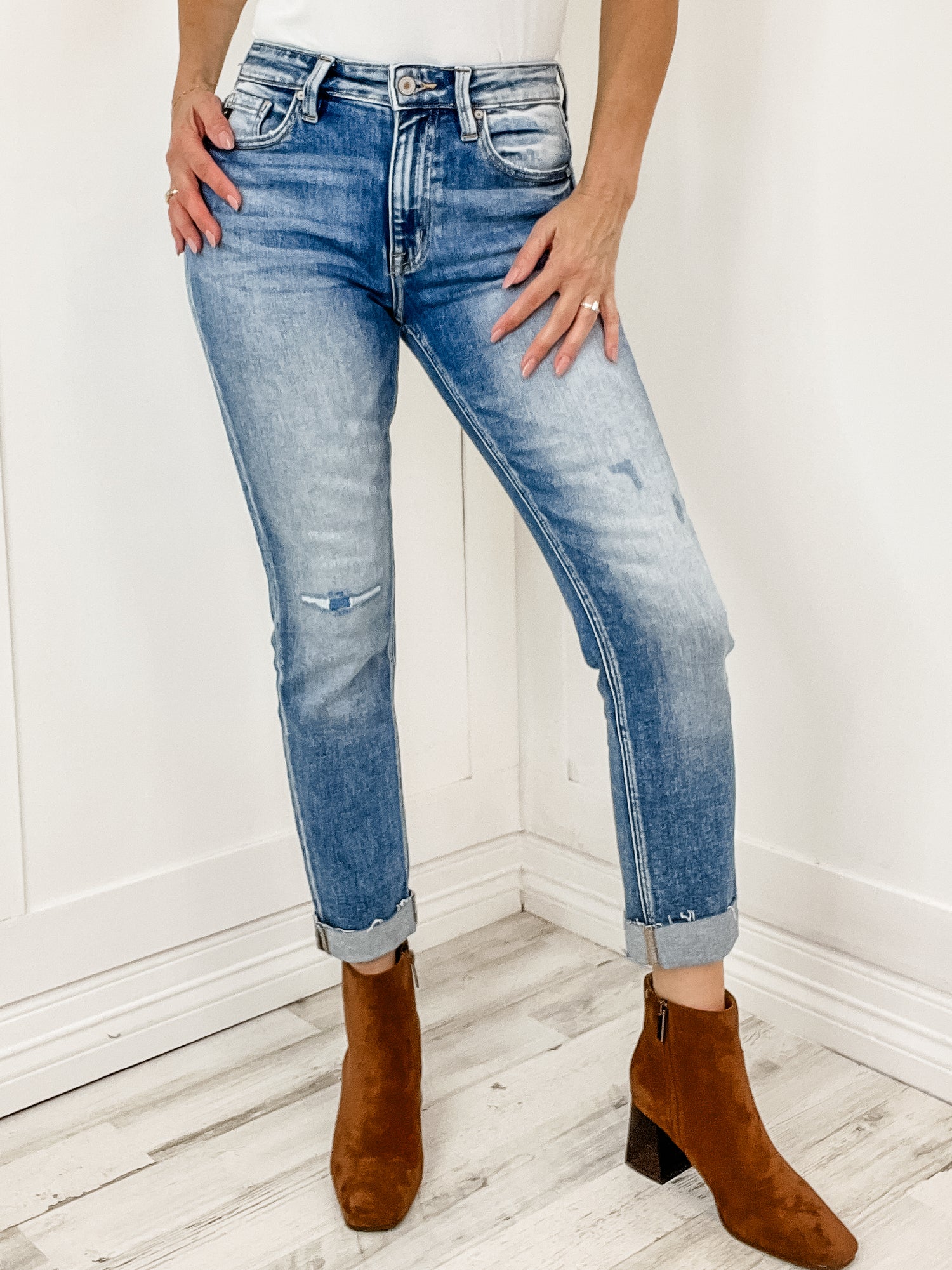 Aria KanCan High Rise Cuffed Slim Straight Jean – Emma Lou's Boutique