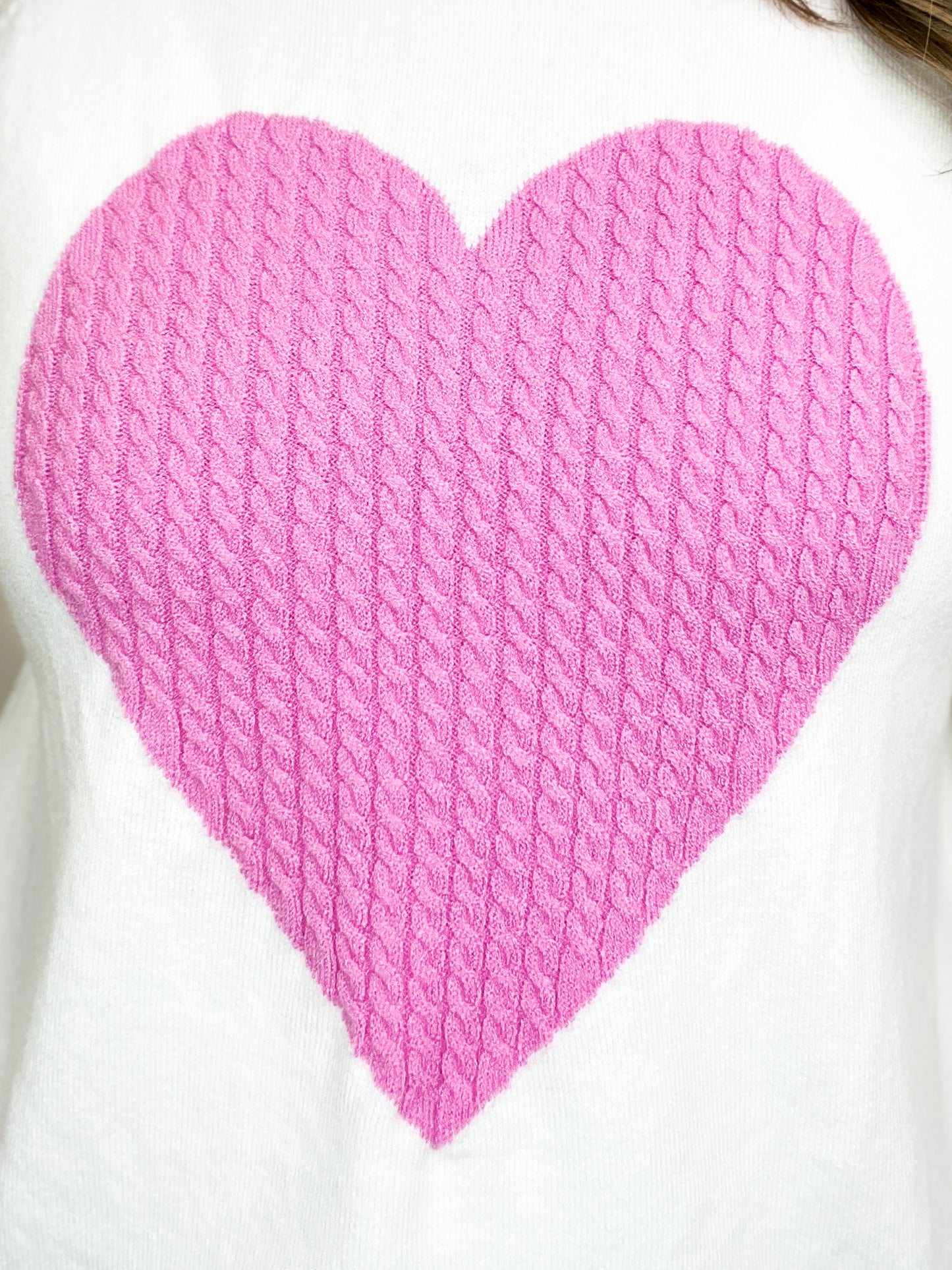 Heart Raglan Sleeve Crew Neck Pullover Sweater