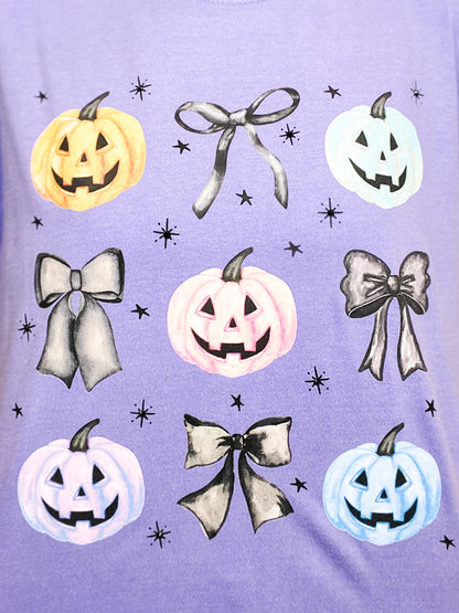 Pumpkins and Bows Rhinestone Graphic Top