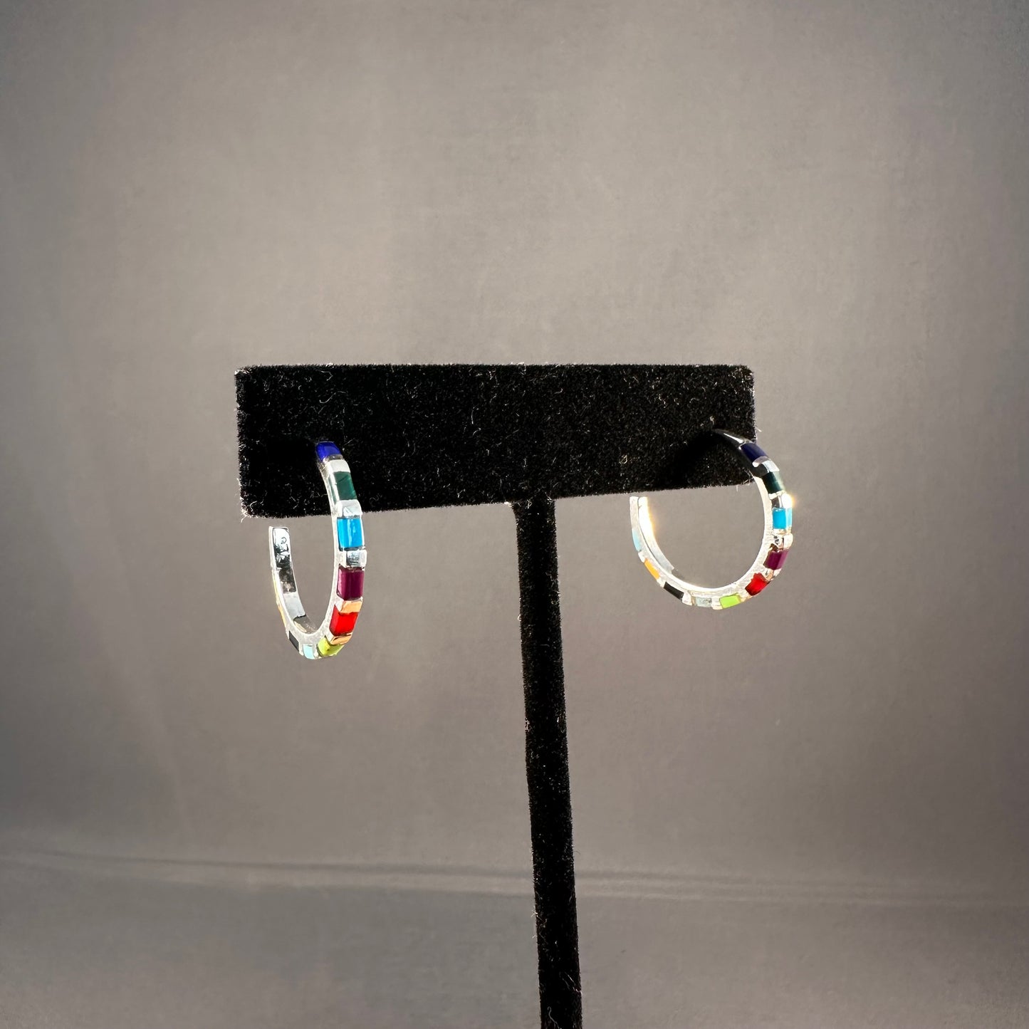 Multi Inlay Hoop Earring