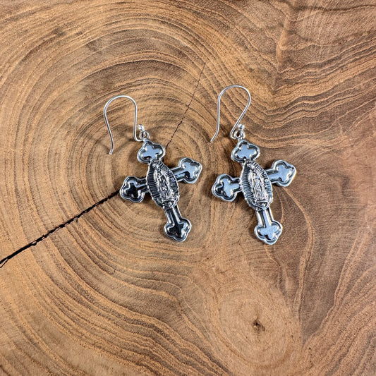 Virgin Mary Cross Earring