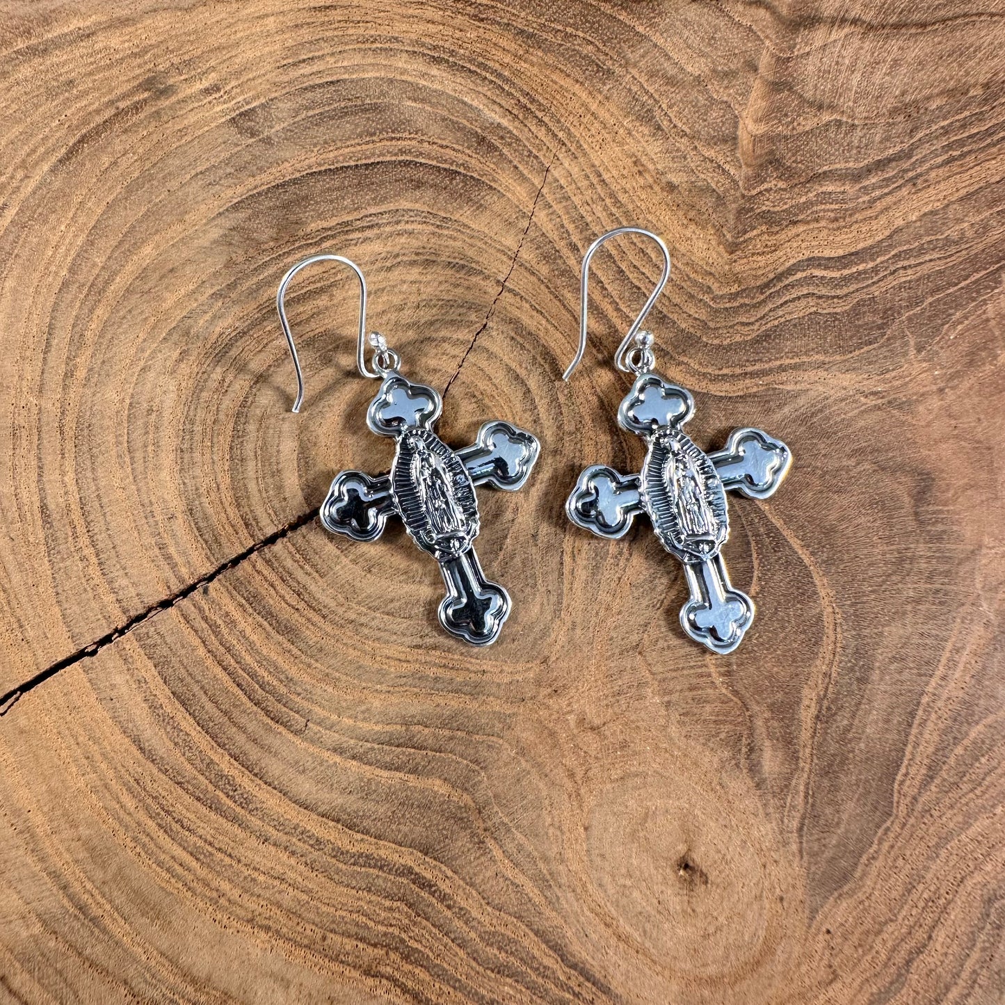 Virgin Mary Cross Earring