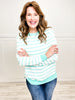 Striped Crewneck Long Sleeve Pullover Sweater Top