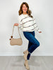 Long Sleeve Woven Striped Knit Sweater