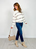 Long Sleeve Woven Striped Knit Sweater