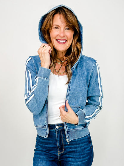 Long Sleeve Solid Knit Zip-Up Jacket