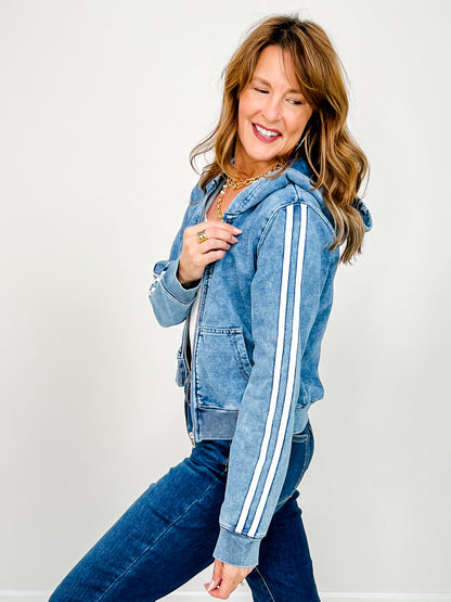 Long Sleeve Solid Knit Zip-Up Jacket