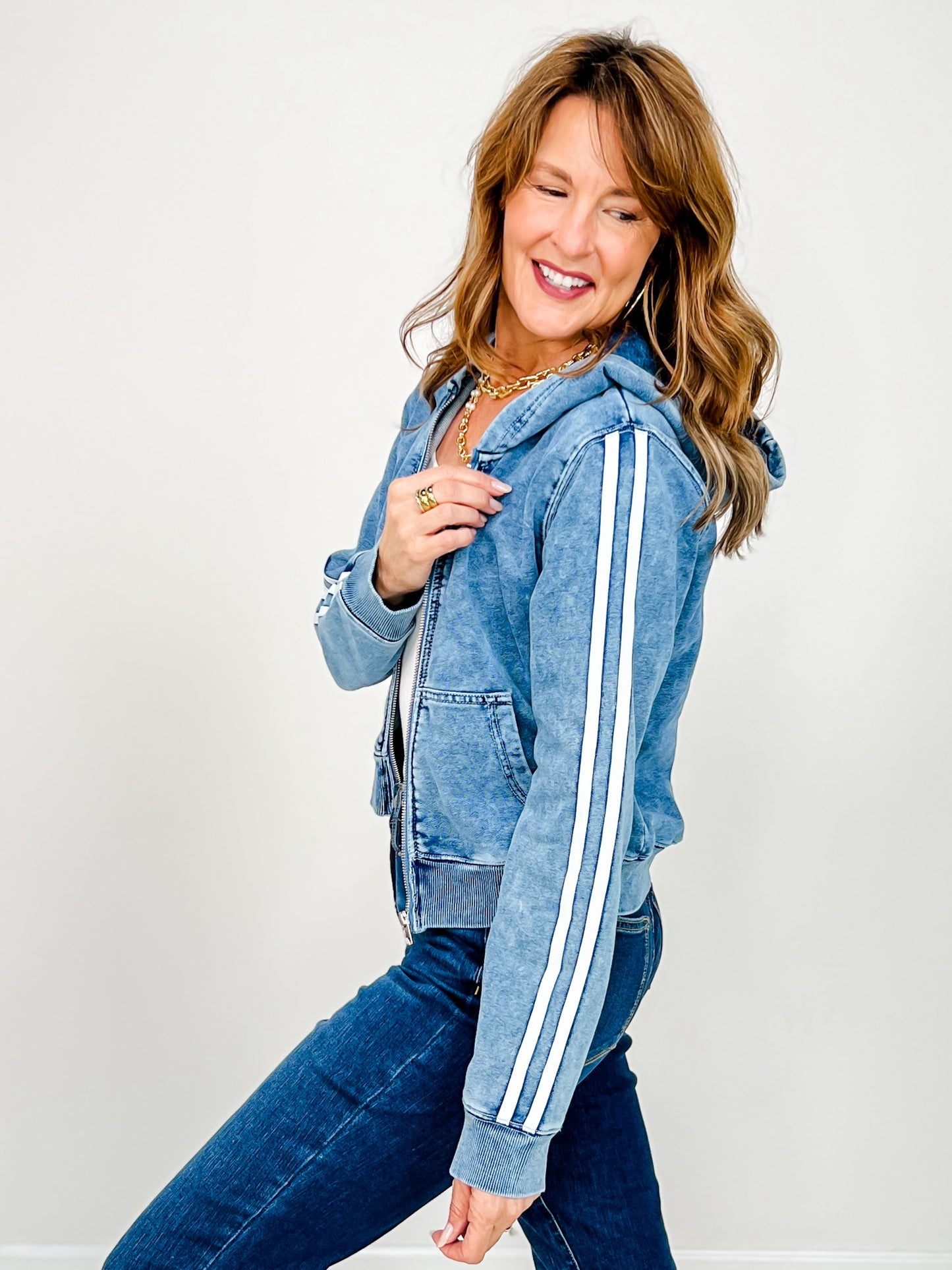 Long Sleeve Solid Knit Zip-Up Jacket