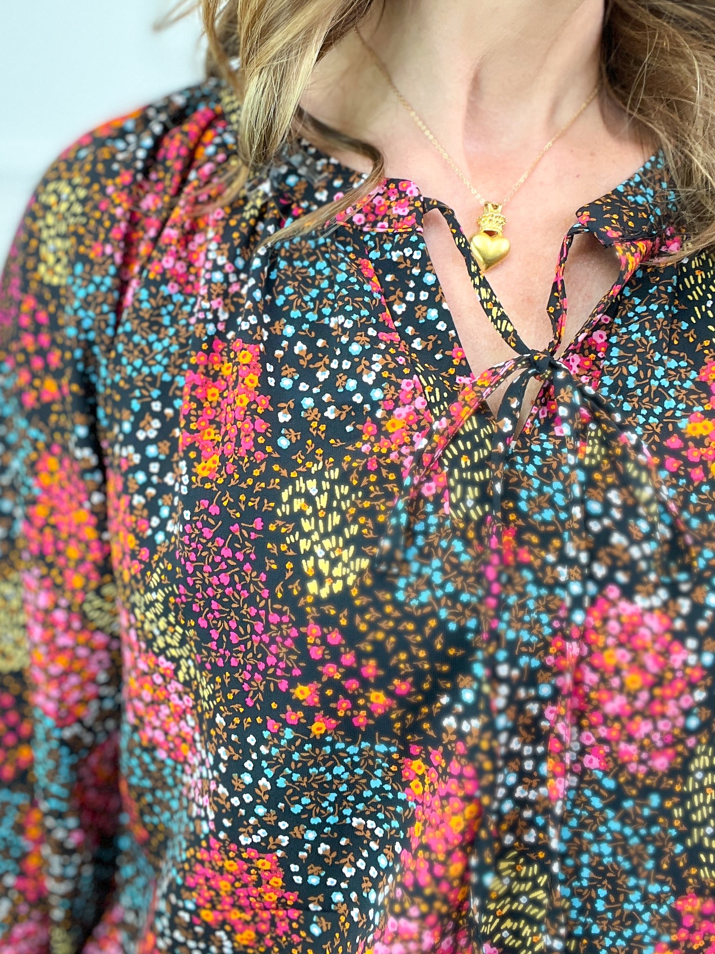 Bodacious Balloon Sleeves Floral Patterned Blouse