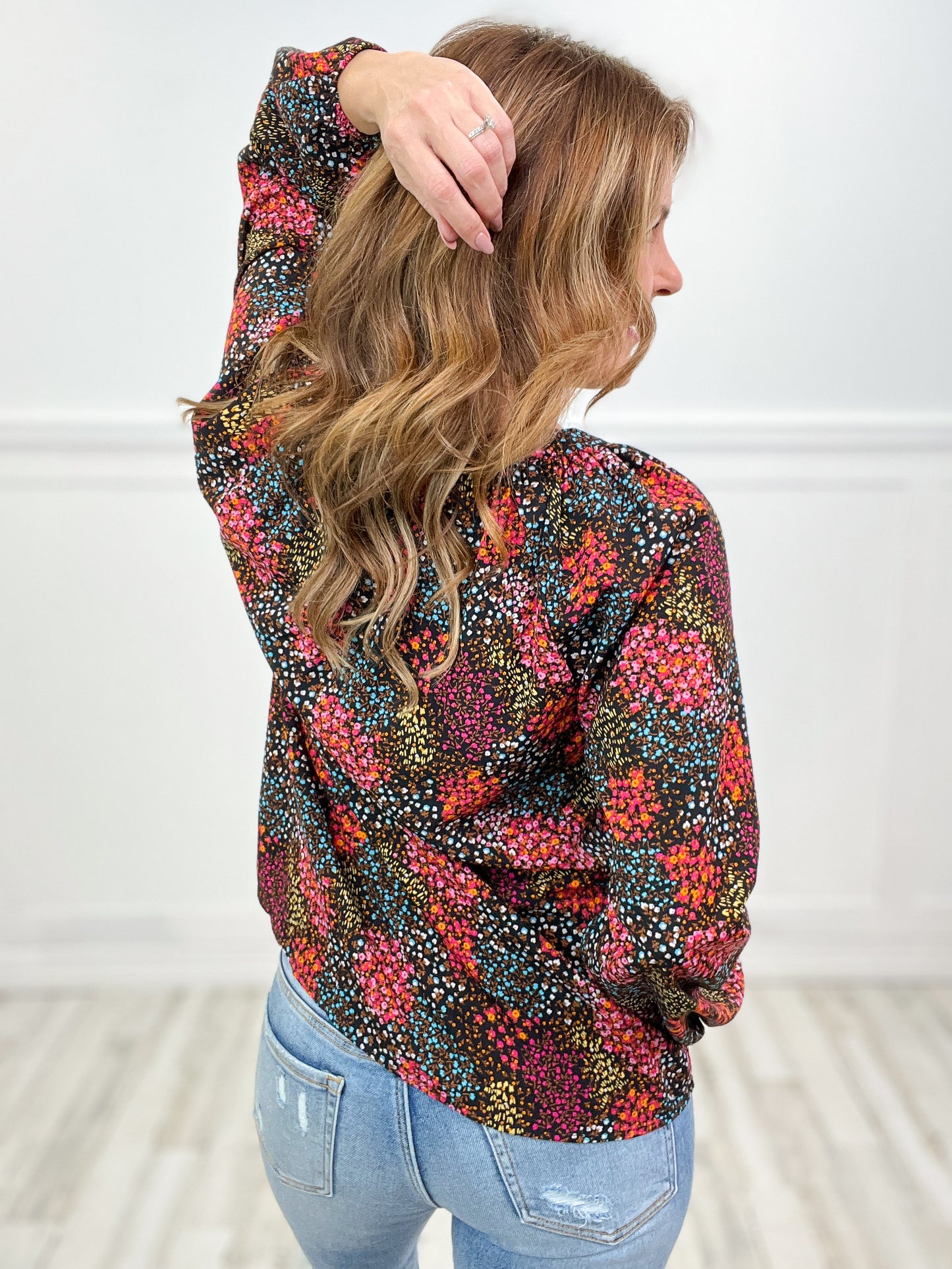 Bodacious Balloon Sleeves Floral Patterned Blouse