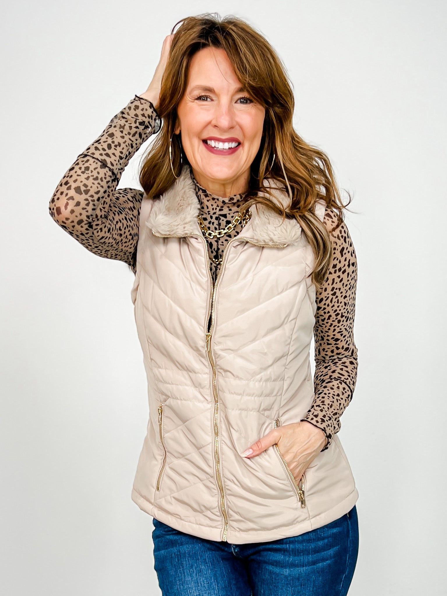 Sleeveless Solid Knit Zip-Up Vest