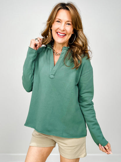 Malibu Vintage Long Sleeve V-Neck Top - GROUP C