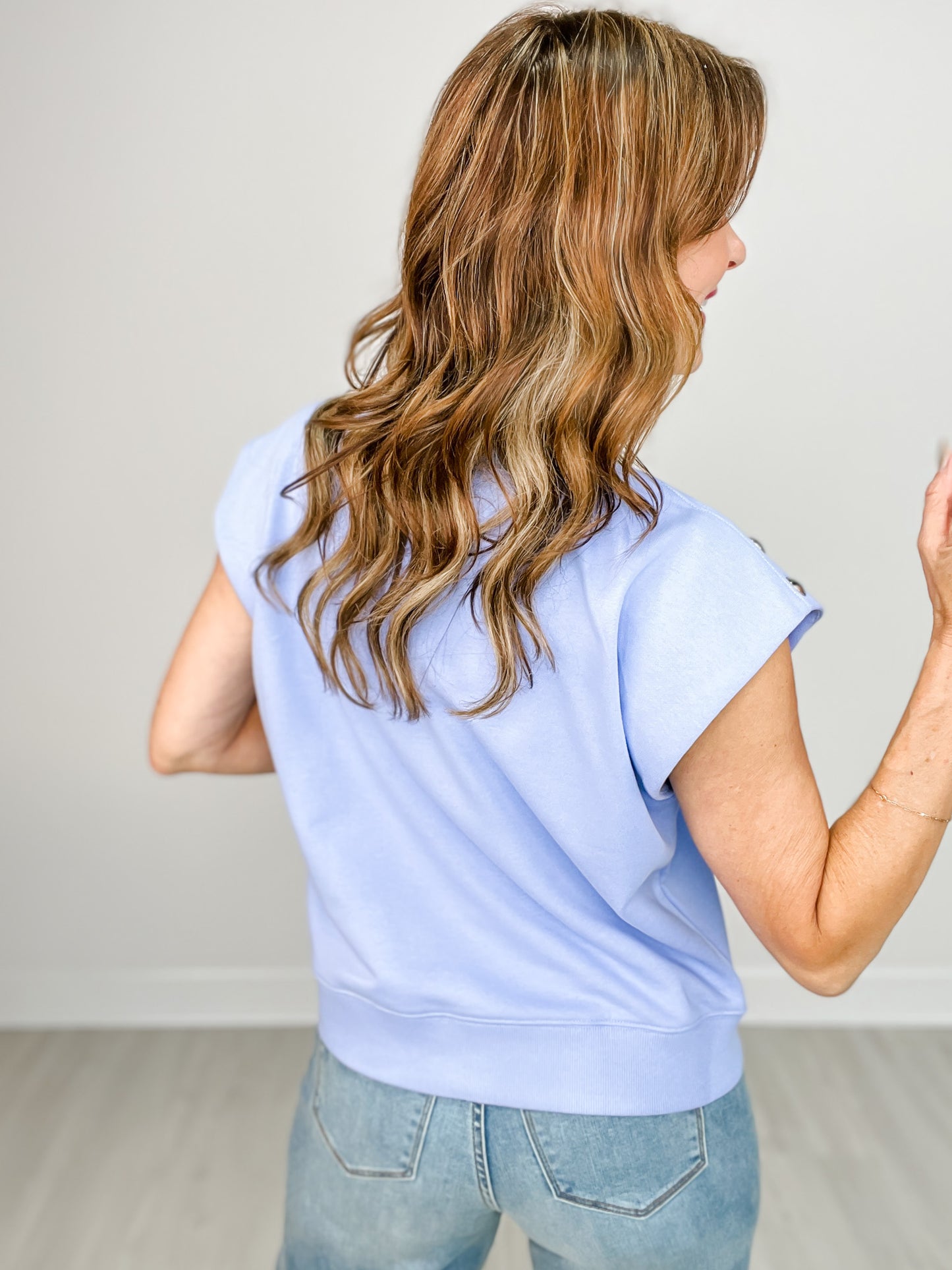 Sleeveless Pullover Top with Accented Shoulder Studs