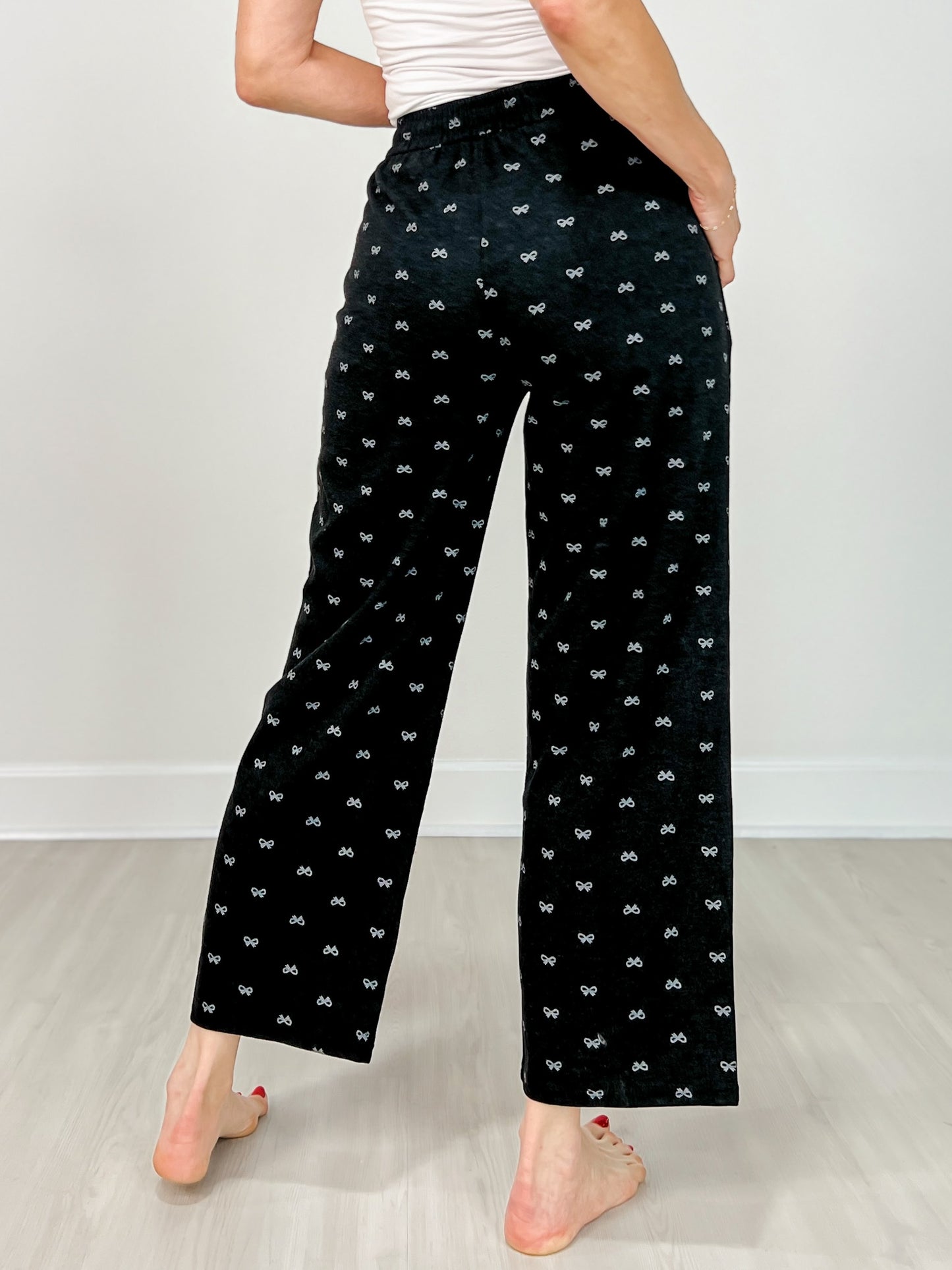 Ribbon Print Casual Long Pants