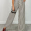 Elastic Waist Tie Stripe Wide Fit Pants