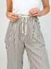 Elastic Waist Tie Stripe Wide Fit Pants