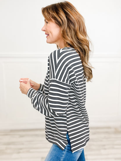 Long Sleeve Striped Crew Neck Top