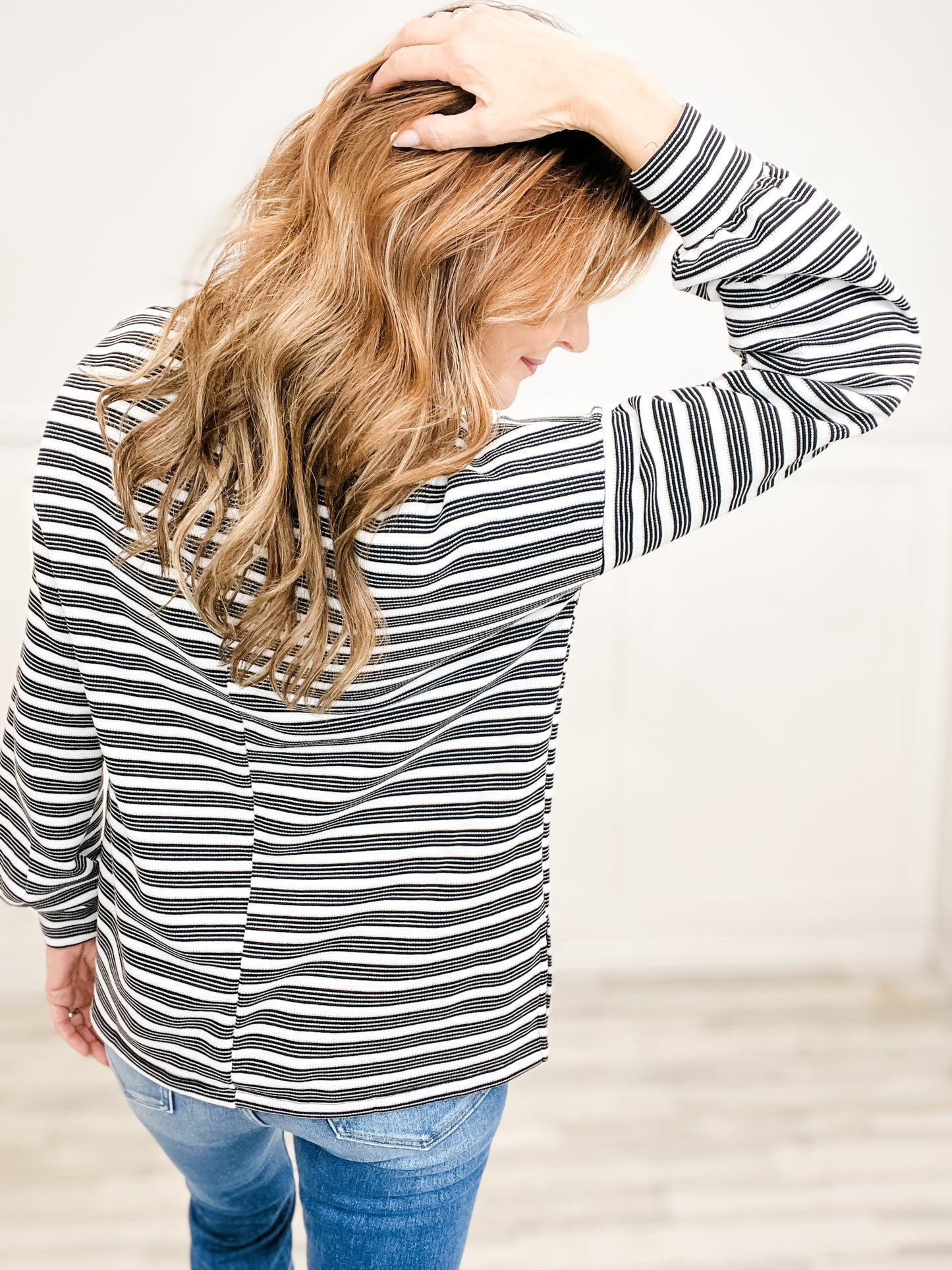 Long Sleeve Striped Crew Neck Top