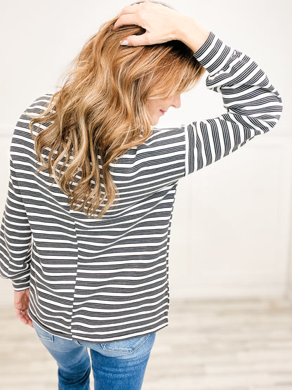 Long Sleeve Striped Crew Neck Top