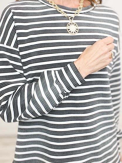 Long Sleeve Striped Crew Neck Top