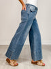 Wide Leg Flare Denim Jeans With Side Slits