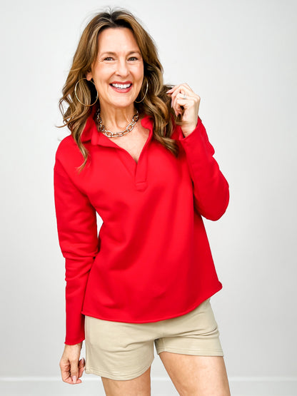 Malibu Vintage Long Sleeve V-Neck Top - GROUP A