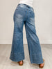 Wide Leg Flare Denim Jeans With Side Slits