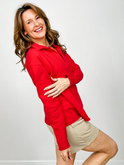 Malibu Vintage Long Sleeve V-Neck Top - GROUP A