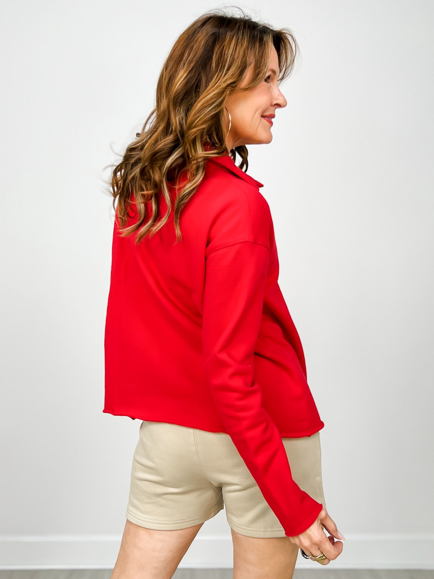 Malibu Vintage Long Sleeve V-Neck Top - GROUP A