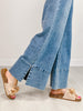 Wide Leg Flare Denim Jeans With Side Slits
