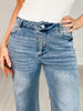 Wide Leg Flare Denim Jeans With Side Slits