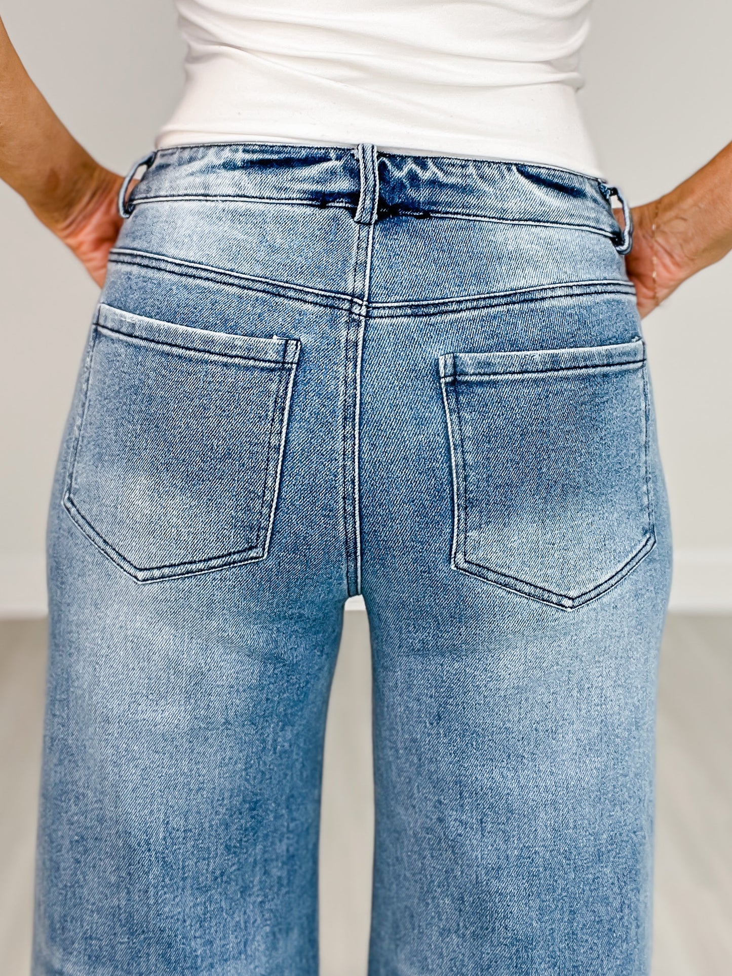 Wide Leg Flare Denim Jeans With Side Slits