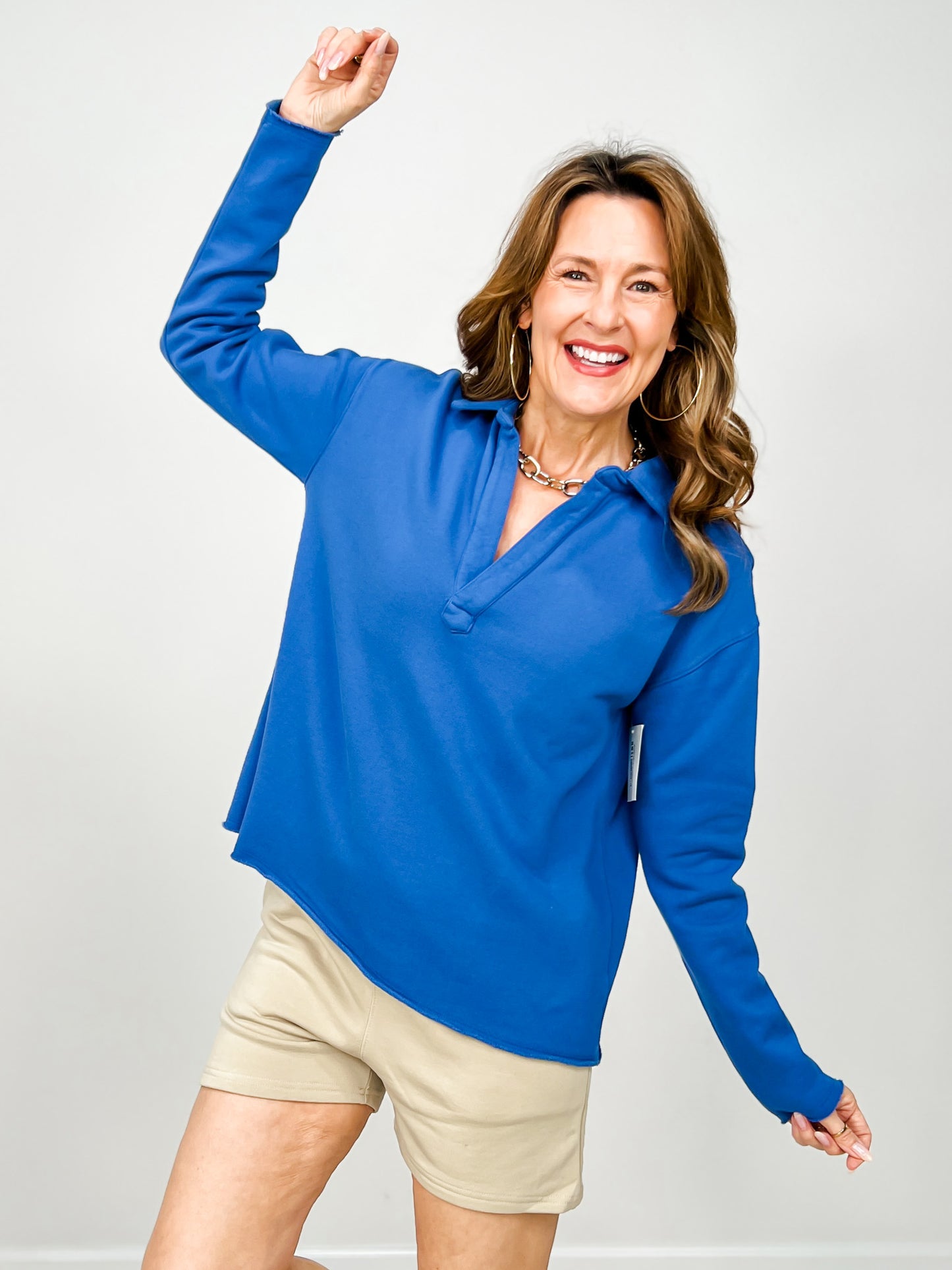 Malibu Vintage Long Sleeve V-Neck Top - GROUP A