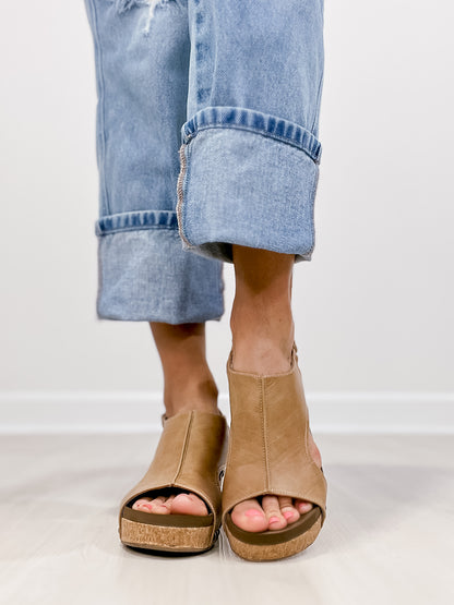 Corkys Carley Wedge Shoes in Taupe Smooth
