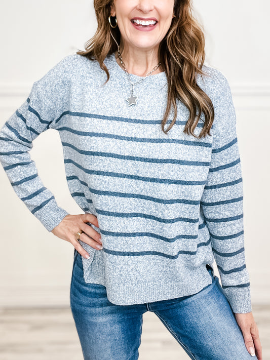 Striped Crew Neck Pullover Sweater