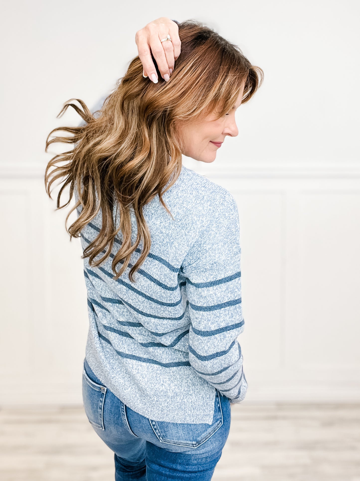 Striped Crew Neck Pullover Sweater